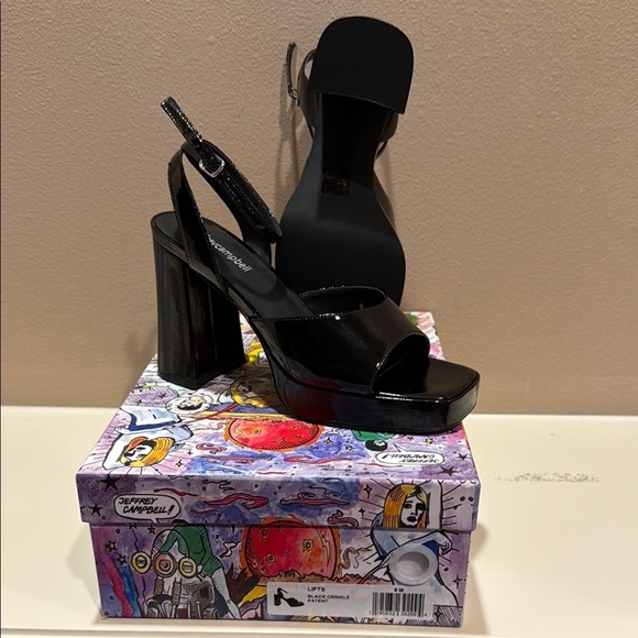 Jeffrey Campbell Glossy Black Platform Heels - Picture 1 of 3